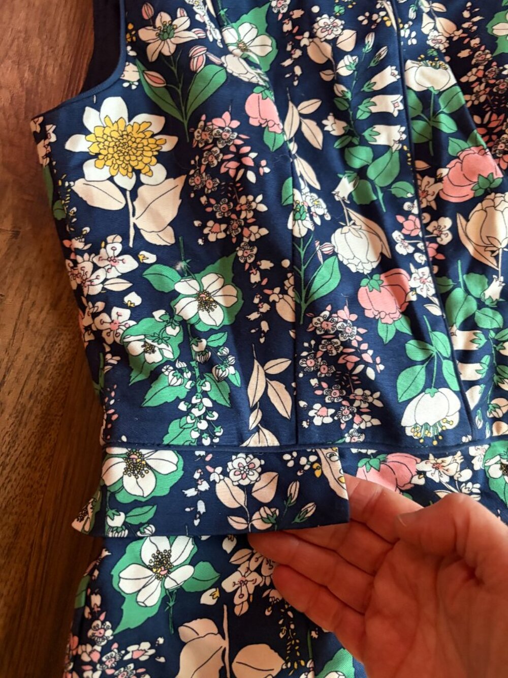 Oasis floral dress 6 navy stretch cotton mini - Picture 5 of 10